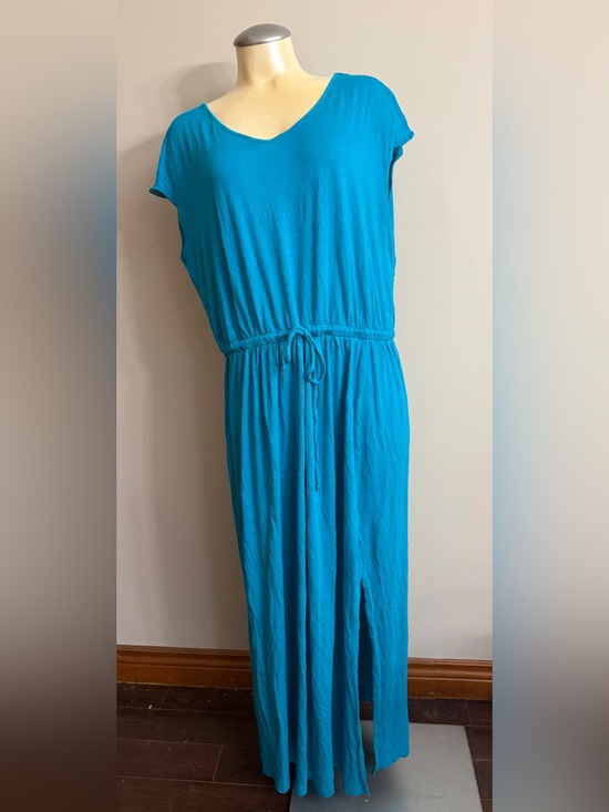 Joe Fresh Dresses & Skirts - Joe Fresh Teal Drawstring Waist Maxi Dress Slit Leg Woman Lady XL